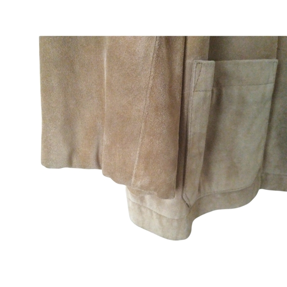 GAP Womens Brown Soft Calf Suede Blazer Coat Lined 3 Button Front Pockets US XL - Picture 5 of 11
